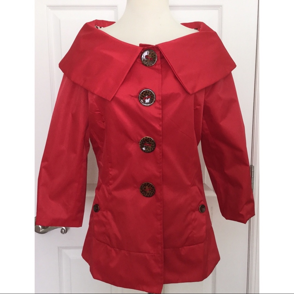 NWT Aziz Red Light Jacket Large Animal Print